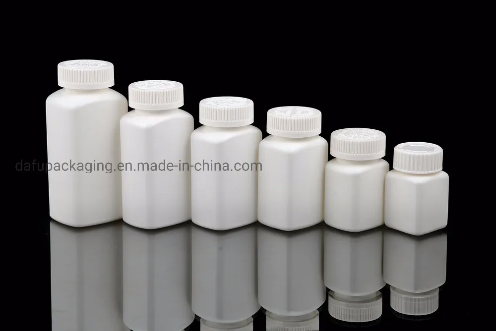 50ml-190ml Rectangle Plastic Medicine Pill Capsule Bottle with Caps