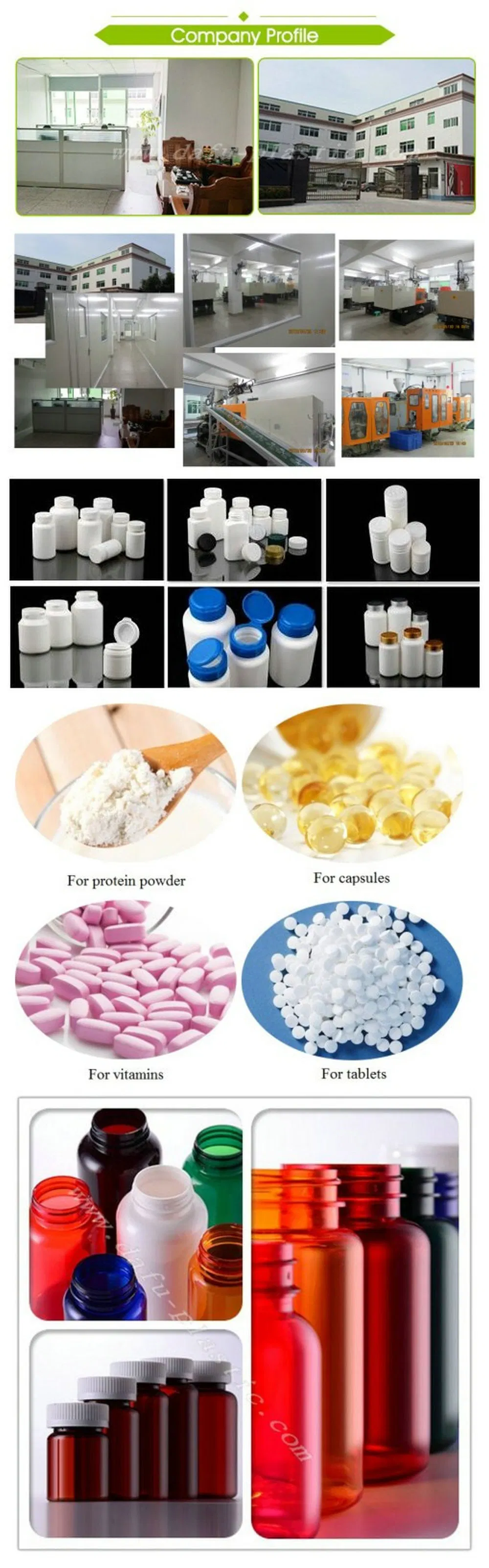 50ml-190ml Rectangle Plastic Medicine Pill Capsule Bottle with Caps