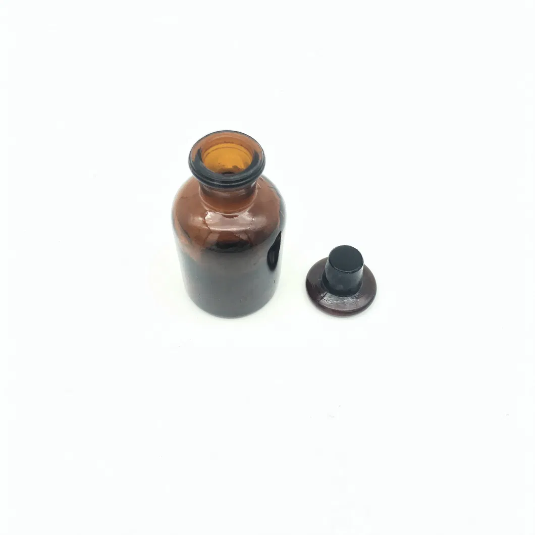 Amber Medical Glass50ml 60ml 125ml 250ml 500ml Lab Apothecary Reagent Bottle with Glass Cap