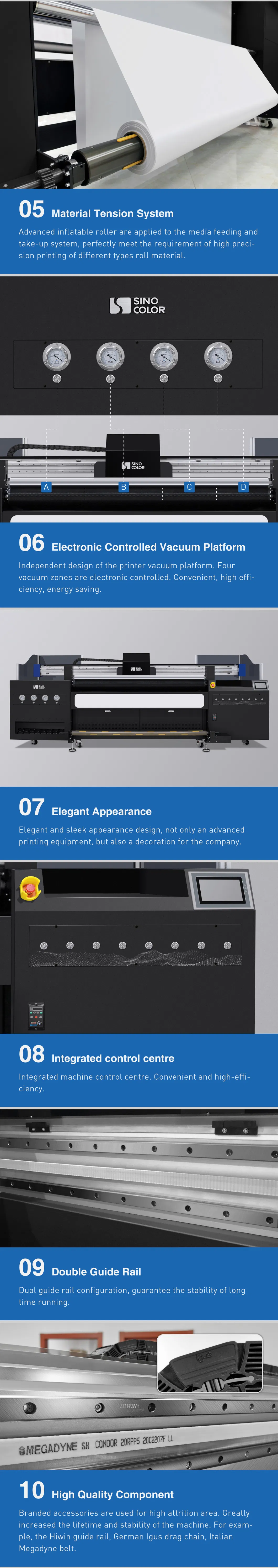 Sinocolor 2m I3200 Printheads 2400dpi Belt Hybrid UV Light Box Printer