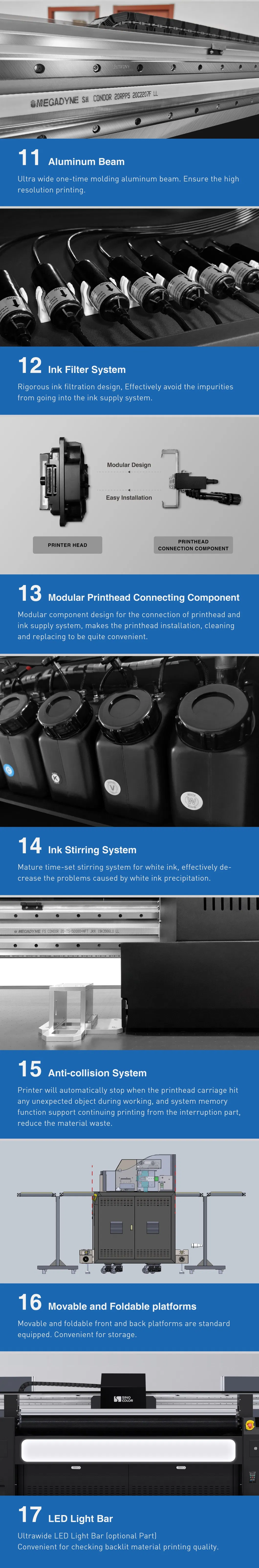 Sinocolor 2m I3200 Printheads 2400dpi Belt Hybrid UV Light Box Printer