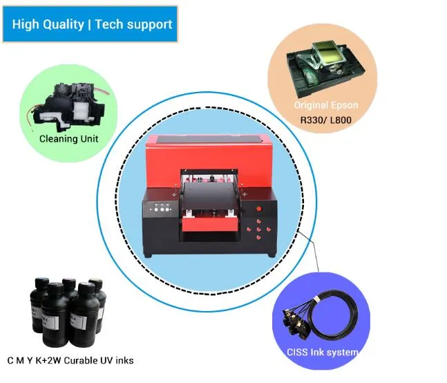 Small A3 Format Flatbed UV Printer Benchtop UV Printer R330 UV Ink Printing Machine