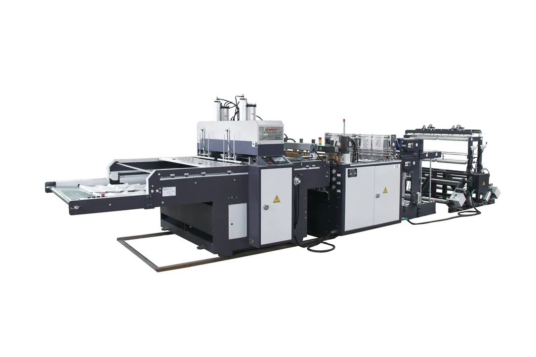 Two Lines Servo Motor Control Hot Cutting PLC Computer Control Biodegradable Packing T-Shirt Supermarket HDPE LDPE Bag Making Machine