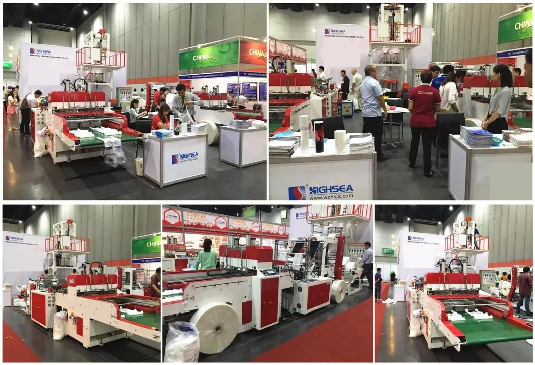 Two Lines Servo Motor Control Hot Cutting PLC Computer Control Biodegradable Packing T-Shirt Supermarket HDPE LDPE Bag Making Machine
