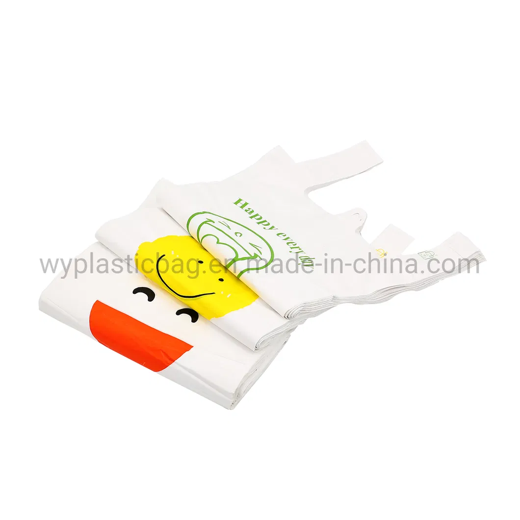 Wholsale Plastic T-Shirt Bags, Food Grade HDPE/LDPE Printed Bags, Popular Eco-Friendly Plastic Packaging Bags