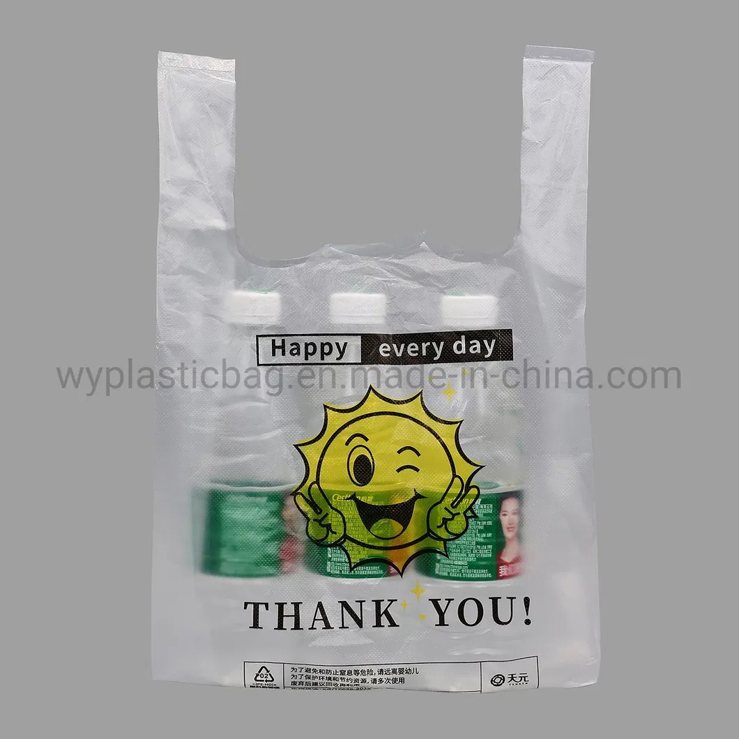 Wholsale Plastic T-Shirt Bags, Food Grade HDPE/LDPE Printed Bags, Popular Eco-Friendly Plastic Packaging Bags